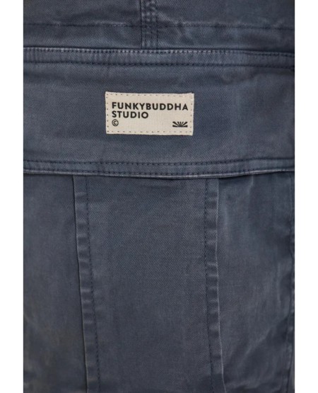 FUNKY BUDDHA Ανδρικό comfort cargo παντελόνι - The essentials FBM013-002-02 DUSTY BLUE