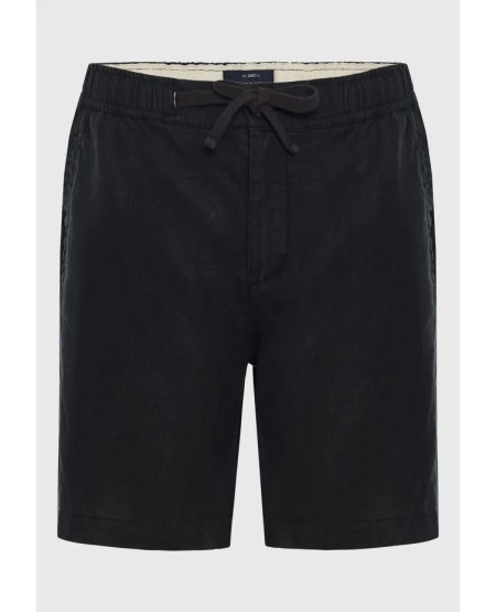 FUNKY BUDDHA Ανδρική λινή chino βερμούδα FBM013-009-03 BLACK