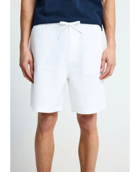 FUNKY BUDDHA Ανδρική λινή chino βερμούδα FBM013-009-03 WHITE