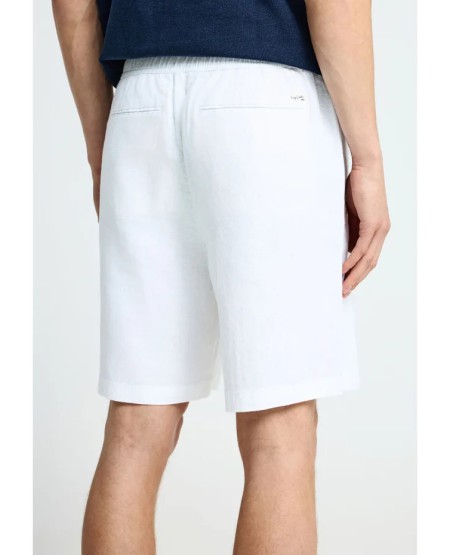 FUNKY BUDDHA Ανδρική λινή chino βερμούδα FBM013-009-03 WHITE