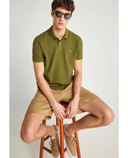FUNKY BUDDHA Ανδρική λινή chino βερμούδα FBM013-009-03 WARM SAND