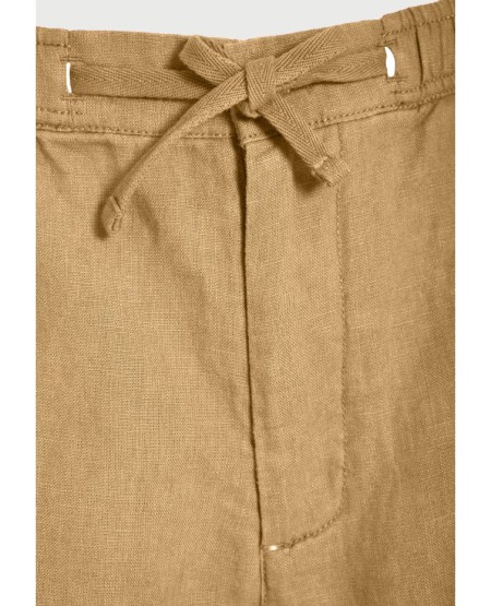 FUNKY BUDDHA Ανδρική λινή chino βερμούδα FBM013-009-03 WARM SAND