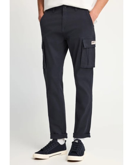 FUNKY BUDDHA Ανδρικό comfort cargo παντελόνι - The essentials FBM013-002-02 NAVY