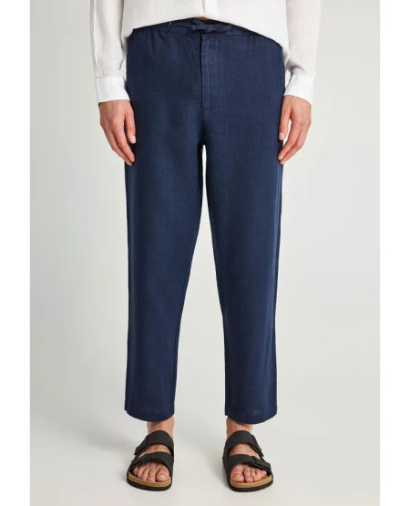 FUNKY BUDDHA  Men's comfort fit linen chino pants  FBM013-011-02 NAVY