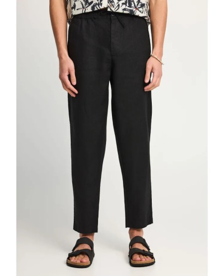 FUNKY BUDDHA  Men's comfort fit linen chino pants  FBM013-011-02 BLACK
