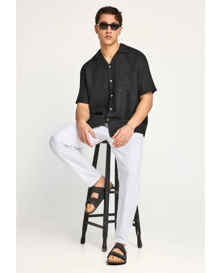 FUNKY BUDDHA  Men's comfort fit linen chino pants  FBM013-011-02 WHITE