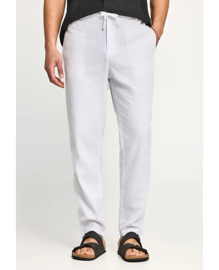 FUNKY BUDDHA  Men's comfort fit linen chino pants  FBM013-011-02 WHITE