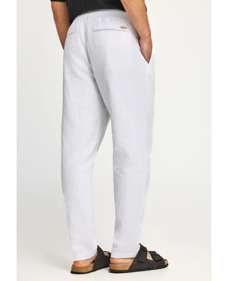 FUNKY BUDDHA  Men's comfort fit linen chino pants  FBM013-011-02 WHITE