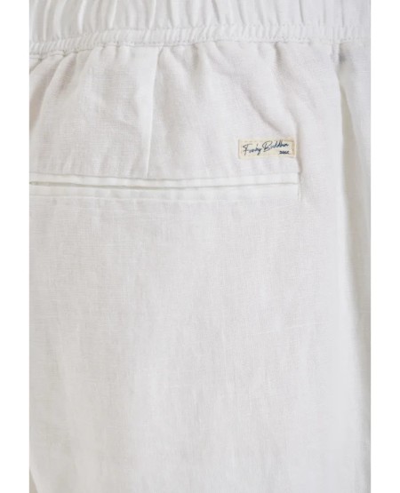 FUNKY BUDDHA  Ανδρικό comfort fit λινό chino παντελόνι FBM013-011-02 WHITE