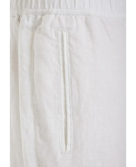 FUNKY BUDDHA  Ανδρικό comfort fit λινό chino παντελόνι FBM013-011-02 WHITE