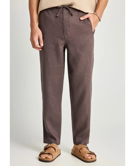 FUNKY BUDDHA  Ανδρικό comfort fit λινό chino παντελόνι FBM013-011-02 MOON MIST