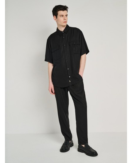 STAFF JEANS Calix Ανδρικό Πουκάμισο Κοντό Μανίκι 61-206.055 BLACK