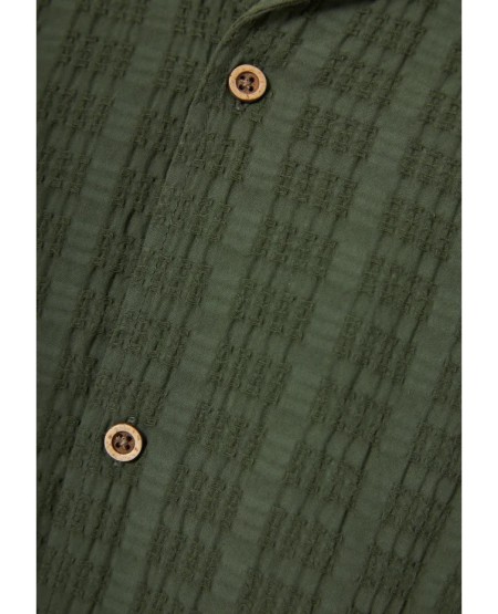 FUNKY BUDDHA Ανδρικό oversized fit κοντομάνικο πουκάμισο FBM013-023-05 DEEP FOREST