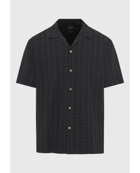 FUNKY BUDDHA Men's oversized short-sleeve shirt FBM013-023-05 ANTHRACITE