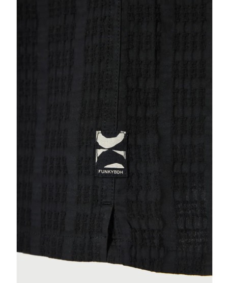 FUNKY BUDDHA Ανδρικό oversized fit κοντομάνικο πουκάμισο FBM013-023-05 ANTHRACITE