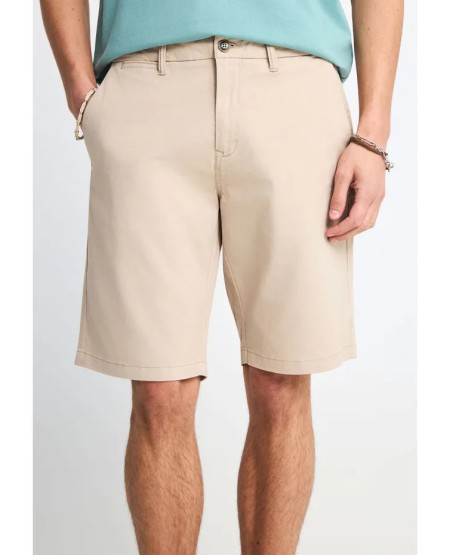 FUNKY BUDDHA Ανδρική βερμούδα chino - The essentials FBM013-001-03 GREIGE
