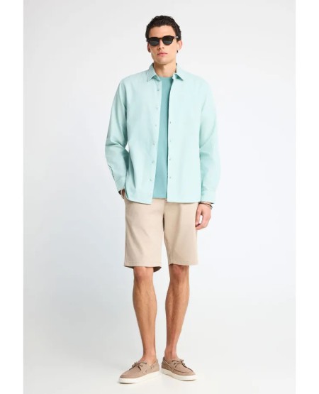 FUNKY BUDDHA Ανδρική βερμούδα chino - The essentials FBM013-001-03 GREIGE
