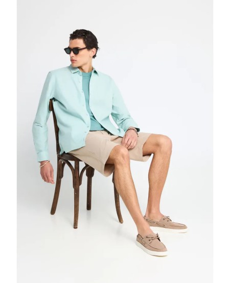 FUNKY BUDDHA Ανδρική βερμούδα chino - The essentials FBM013-001-03 GREIGE