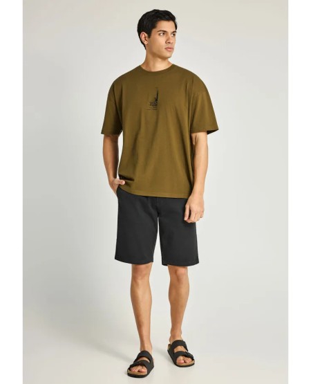 FUNKY BUDDHA Ανδρική βερμούδα chino - The essentials FBM013-001-03 BLACK