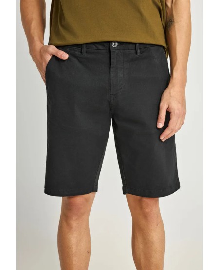 FUNKY BUDDHA Ανδρική βερμούδα chino - The essentials FBM013-001-03 BLACK