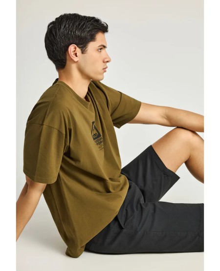 FUNKY BUDDHA Ανδρική βερμούδα chino - The essentials FBM013-001-03 BLACK