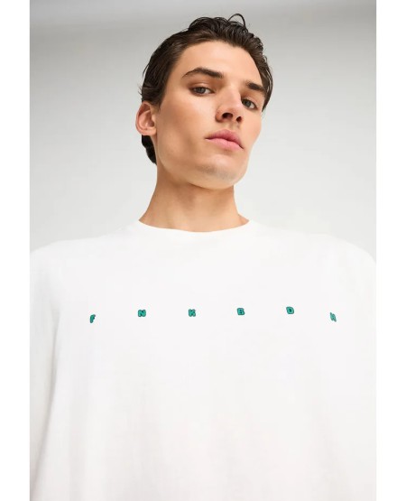 FUNKY BUDDHA Ανδρικό oversized t-shirt με τύπωμα στην πλάτη FBM013-039-04 OFF WHITE