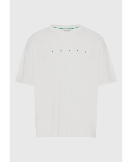 FUNKY BUDDHA Ανδρικό oversized t-shirt με τύπωμα στην πλάτη FBM013-039-04 OFF WHITE