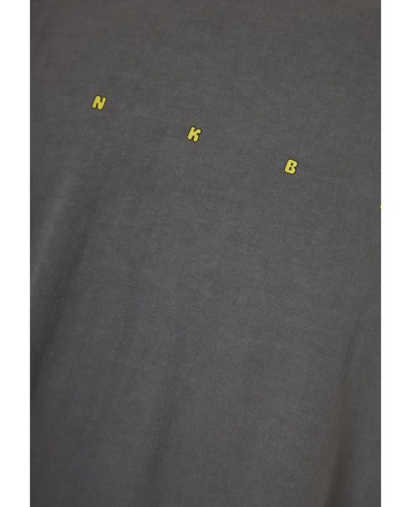 FUNKY BUDDHA Ανδρικό oversized t-shirt με τύπωμα στην πλάτη FBM013-039-04 DK GREY