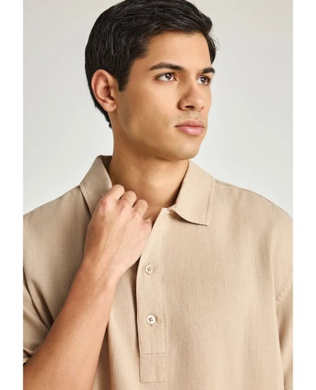 FUNKY BUDDHA Men's polo shirt FBM013-005-11 GREIGE