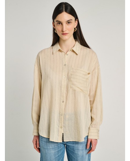 STAFF JEANS Γυναικείο Ριγέ Βαμβακερό Πουκάμισο 62-007.055