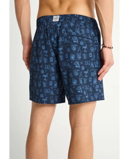 FUNKY BUDDHA  Ανδρικό μαγιό με τύπωμα FBM013-007-16 NAVY