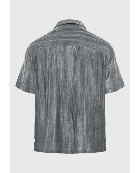 FUNKY BUDDHA  Ανδρικό relaxed κοντομάνικο πουκάμισο FBM013-018-05 MOON MIST