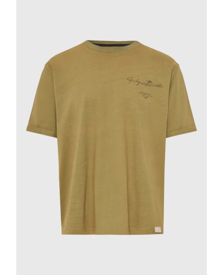 FUNKY BUDDHA Ανδρικό βαμβακερό t-shirt με τύπωμα FBM013-013-04 GREEN MOSS