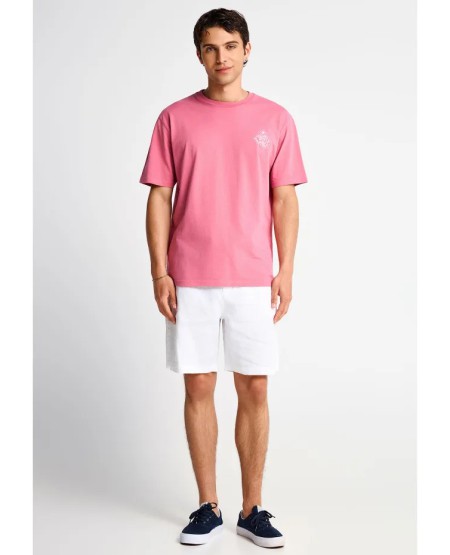 FUNKY BUDDHA Ανδρικό t-shirt με τύπωμα στην πλάτη FBM013-092-04 MELLOW MAUVE