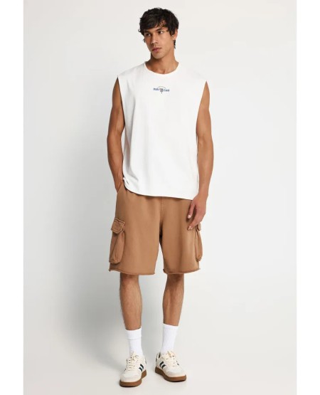 Men's cotton sleeveless top FBM013-098-04 WHITE