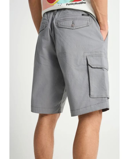 FUNKY BUDDHA Ανδρική cargo βερμούδα FBM013-030-03 STEEL GREY