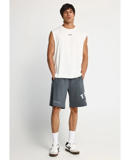 Men's cotton sleeveless top with print on the back FBM013-096-04 WHITE