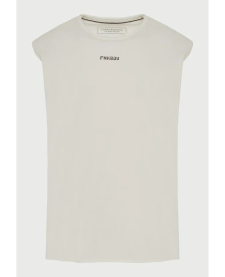 Men's cotton sleeveless top with print on the back FBM013-096-04 WHITE