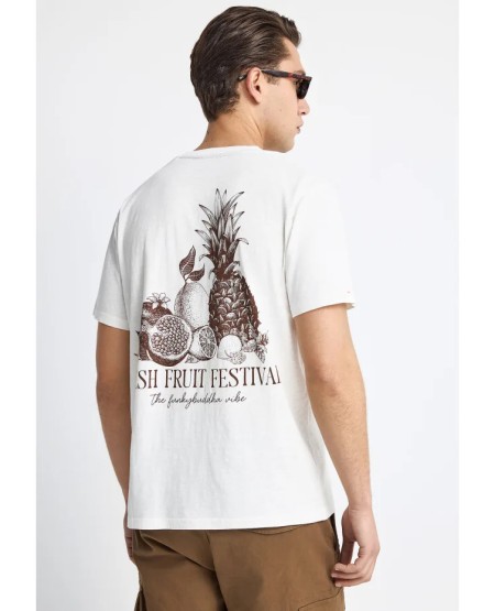 Ανδρικό βαμβακερό t-shirt με τύπωμα στην πλάτη FBM013-082-04 OFF WHITE