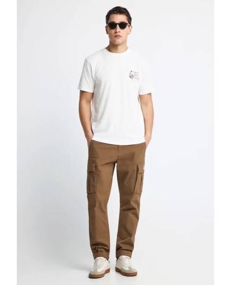 Ανδρικό βαμβακερό t-shirt με τύπωμα στην πλάτη FBM013-082-04 OFF WHITE