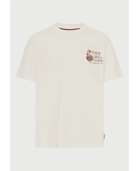 Ανδρικό βαμβακερό t-shirt με τύπωμα στην πλάτη FBM013-082-04 OFF WHITE