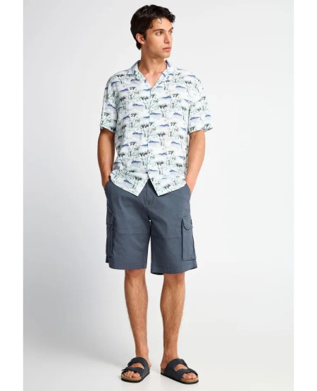 FUNKY BUDDHA Ανδρική cargo βερμούδα FBM013-030-03 DUSTY BLUE