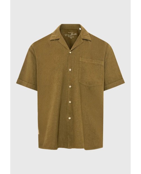 FUNKY BUDDHA Men's short-sleeve shirt - The essentials FBM013-006-05 DUSTY OLIVE