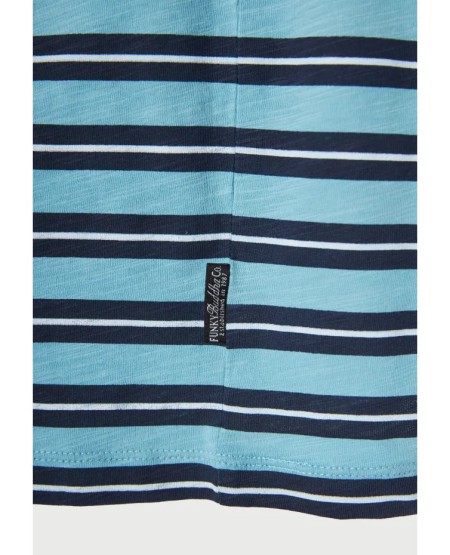 FUNKY BUDDHA  Ανδρικό ριγέ t-shirt από βαμβάκι FBM013-303-04 RETRO BLUE