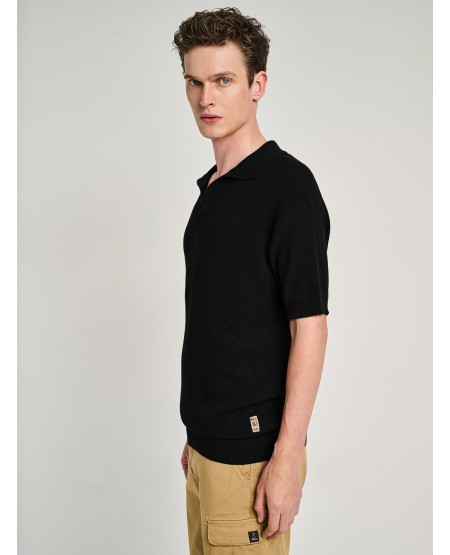 STAFF JEANS Soren Ανδρικό Πλεκτό Πόλο Γυακά 64-206.055 BLACK
