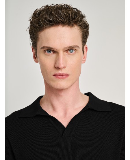 STAFF JEANS Soren Ανδρικό Πλεκτό Πόλο Γυακά 64-206.055 BLACK
