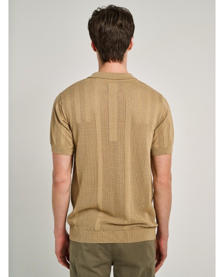 STAFF JEANS Key Ανδρικό Λεπτό Πλεκτό Πόλο Γιακάς 64-207.055 SAND