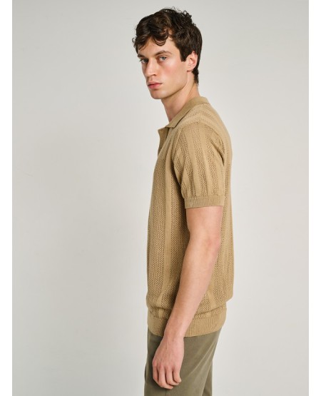 STAFF JEANS Key Ανδρικό Λεπτό Πλεκτό Πόλο Γιακάς 64-207.055 SAND