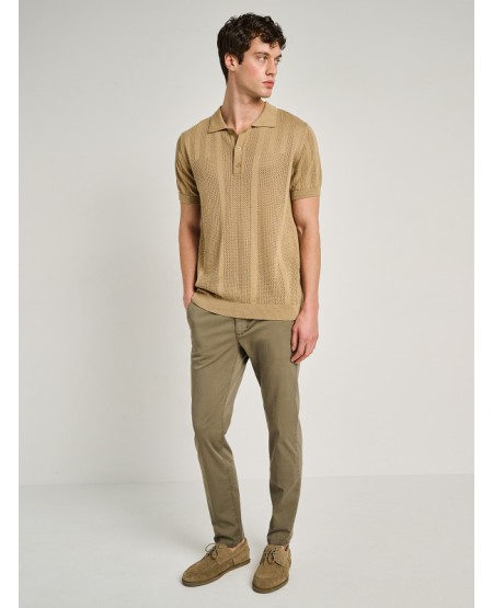 STAFF JEANS Key Ανδρικό Λεπτό Πλεκτό Πόλο Γιακάς 64-207.055 SAND
