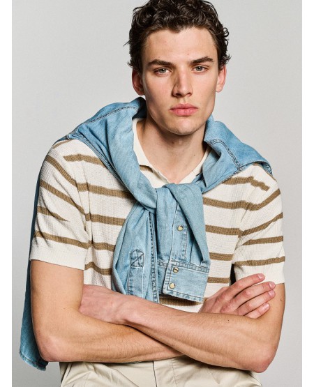 STAFF JEANS Abbot Ανδρικό Πλεκτό Ριγέ Πόλο 64-205.055